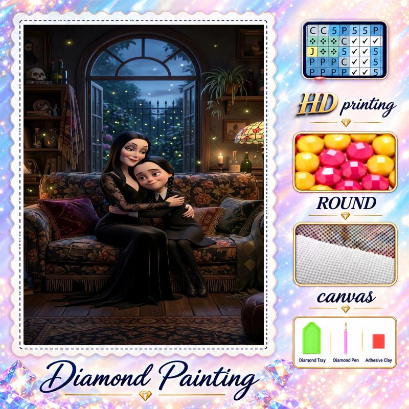 The Addams Family Diamond Painting Kit 5D Full Drill DIY Diamond Mosaic Wall Art Home Decor