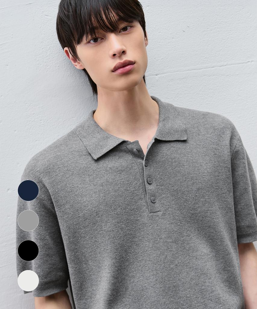 DRAW FIT Anderson Cotton Polo Half Knit [4 Colors]
