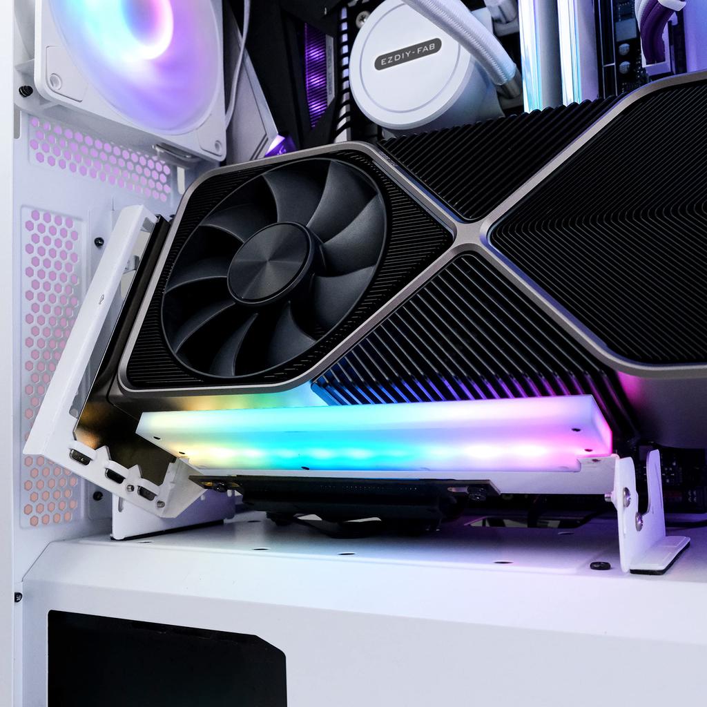 New RGB Vertical GPU Bracket Adjustable Vertical Graphics Card Holder ARGB 5V 3Pin LED Light Sync PCIe X16 Gen4 Riser Cable 90 Degree Right Angle 17cm