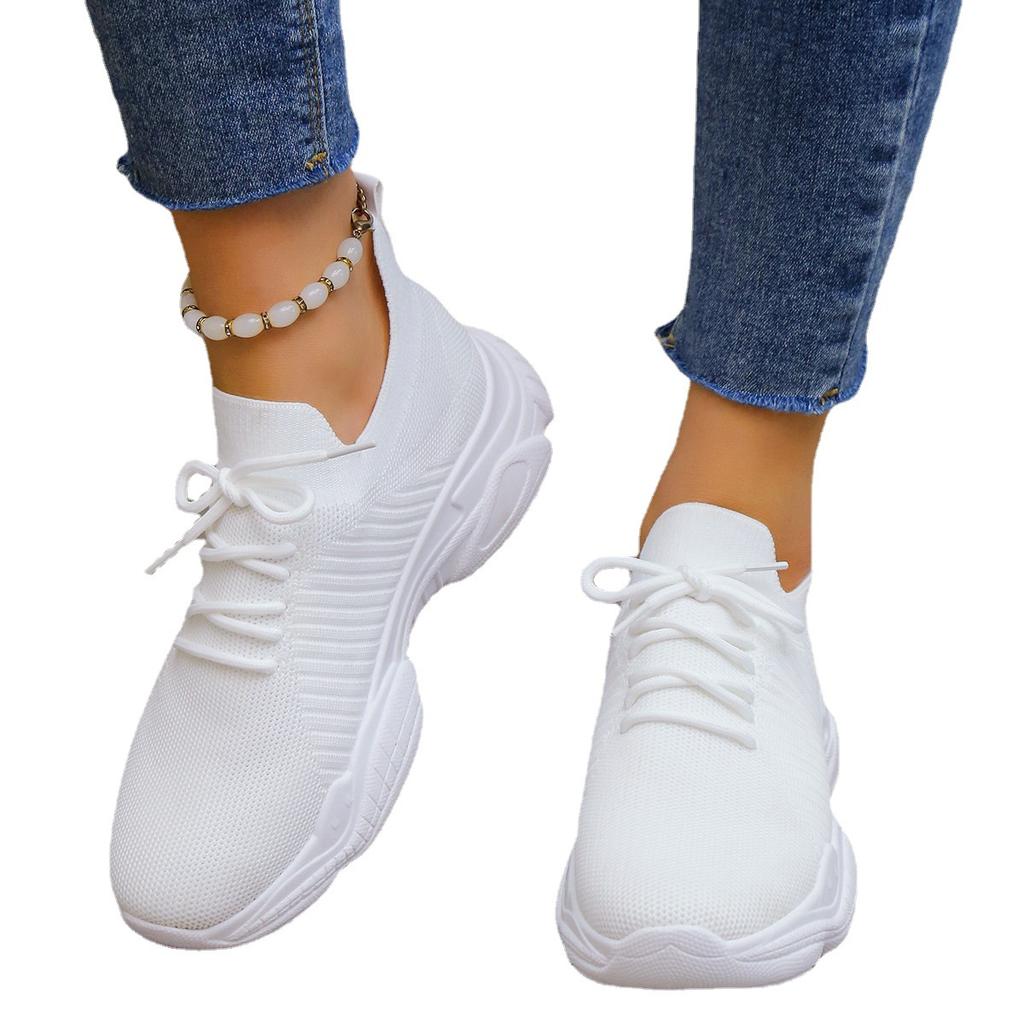 Женская прогулочная обувь Легкая дышащая летающая тканая сетчатая верхняя часть Повседневная обувь для бега Теннисная обувь для тренировок Нескользящие женские кроссовки для спортзала