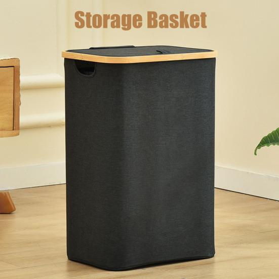 Slim Laundry Hamper Dirty Clothes Basket with Lid Large Capacity Handle Design Foldable