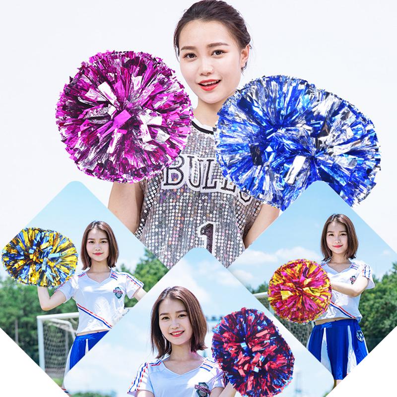 1 Pcs Plastic Double Hole Handle Cheerleader Pom Poms Metallic Streamer Club Sport Supplies Dance Party Club Decorator Tools