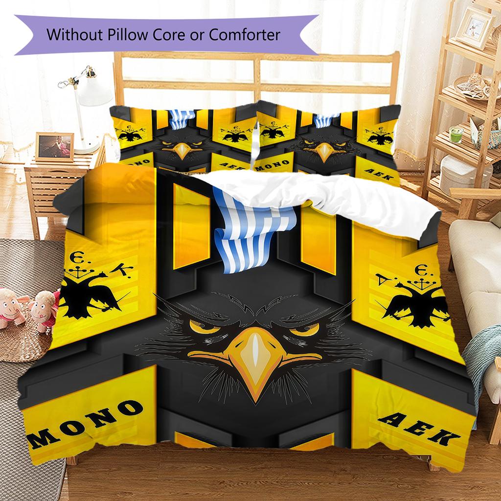AEK Athens F.C logo Bedding Quilt Set Quilt Cover Pillowcase Home Decoration Birthday Gift (1 * duvet cover + 2 * pillowcase, without core)