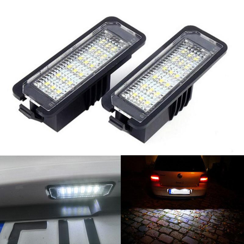 2pcs No Error SMD LED License Number Plate Lights Lamps Error Free White For VW GOLF 4 5 6 7 6R Passat B6 Lupo Scirocco Polo