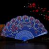 Bronzing Golden Glitter Folding Fan Elegant Plastic Floral Pattern Handheld Fan for Lady Dance Decor