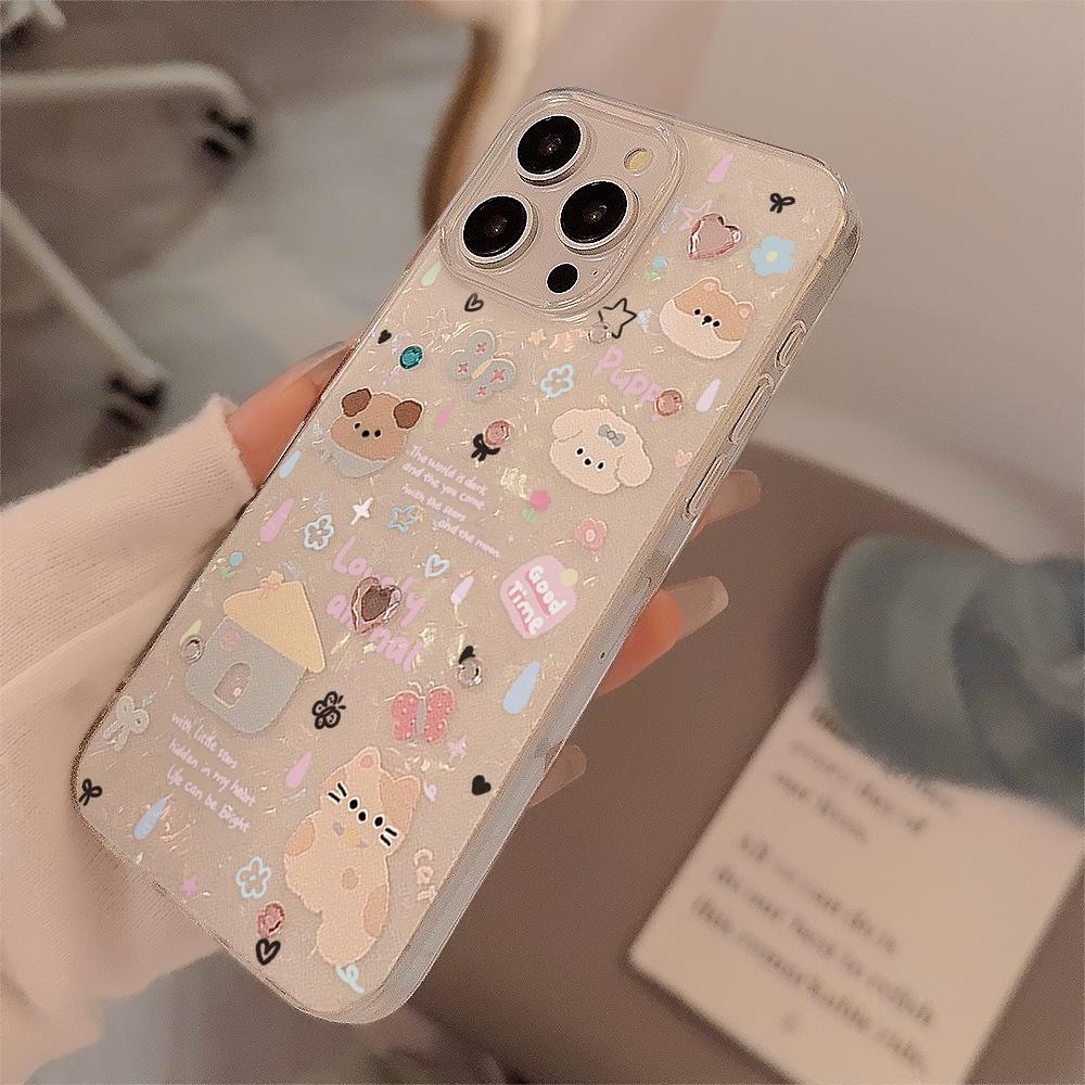 Applicable Ins Cartoon Fun Puppy Sticker Apple 15pro Max Mobile Phone Case 16 Shell Iphone15 Soft 11