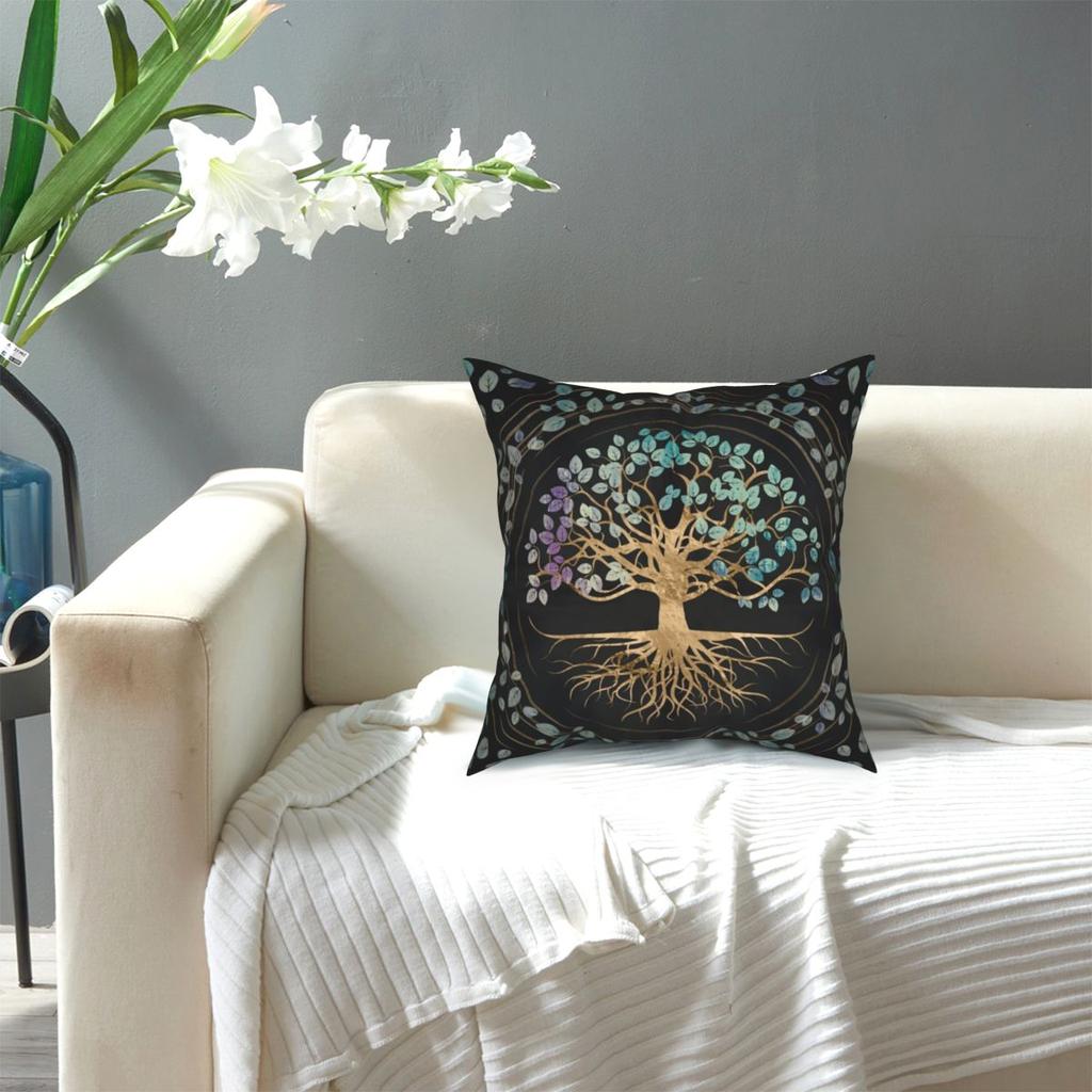 Tree of Life Mystic Viking Pillowcase Bed Cart Holy Gold Cushion Cover Decorative Pillowcase