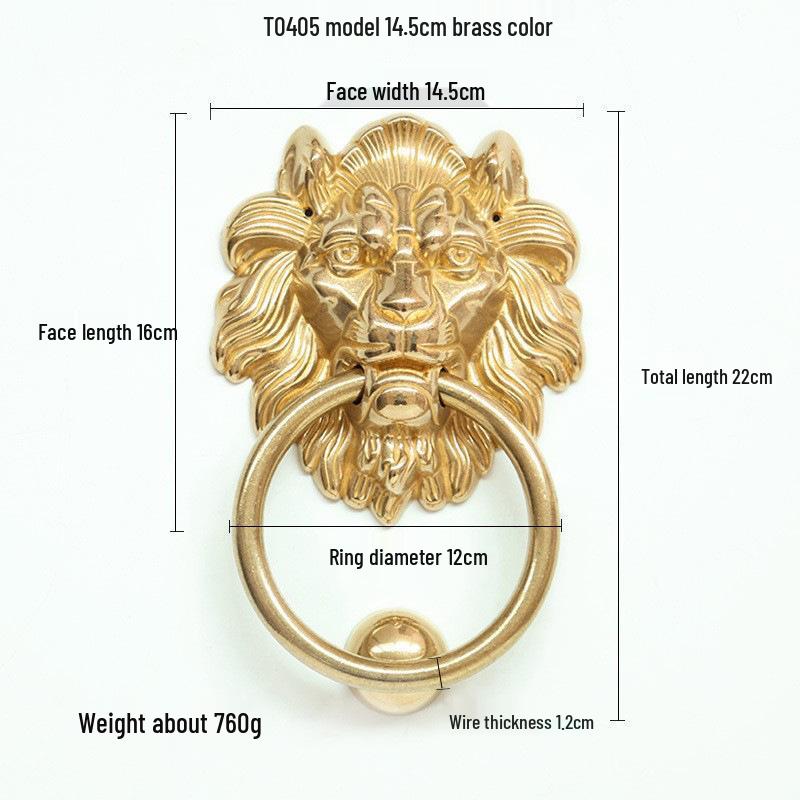 Антикварный латунный дверной молоток в виде головы льва и ручка-тяга для французских дверей