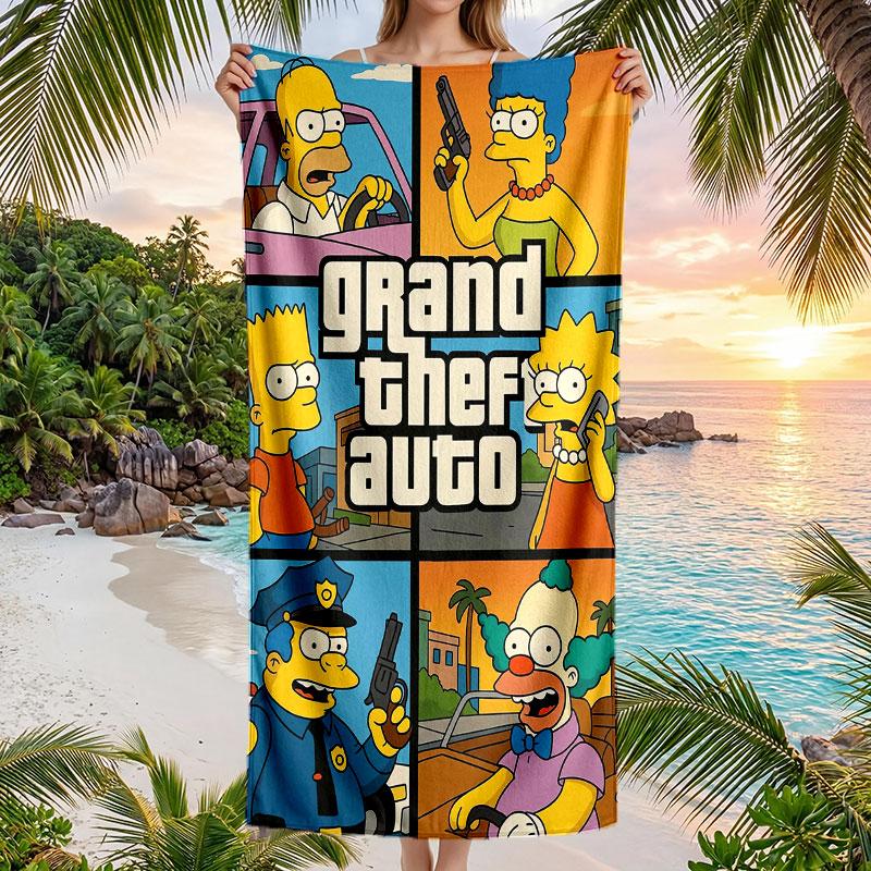 Large Beach Towel Quick Dry Absorbent Towel For Beach IndoorThe Simpsons