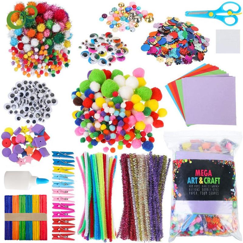 Arts and Crafts Supplies for Kids Crafts Toys with Sequins Diamond Sticker Foam All In One DIY School Crafting Project for Kids