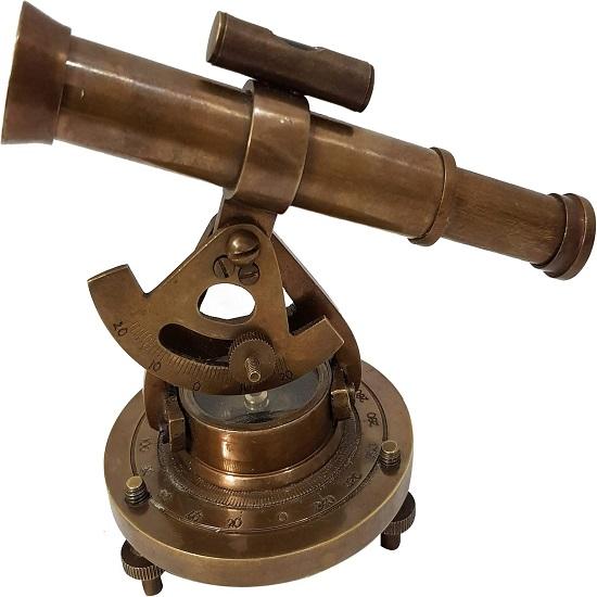 Brass Nautical Alidade Telescope Compass Surveying Theodolite Marine Home Office Table Decor  Survey Transit Telescope Instrument Compass