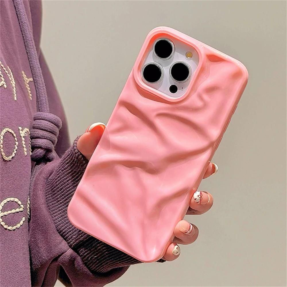 INS Стильный однотонный 3D чехол для телефона с эффектом водной ряби для iPhone 15 14 13 Pro Max, противоударный бампер