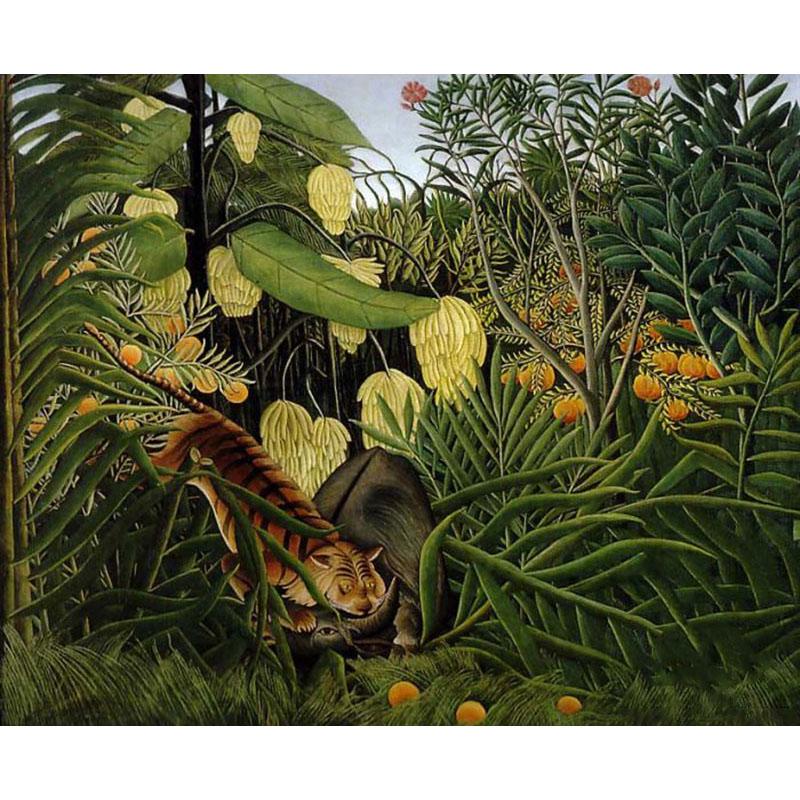 5d Diy Алмазная картина Тигр и Буйвол Вышивка крестиком Круглая Алмазная вышивка со стразами