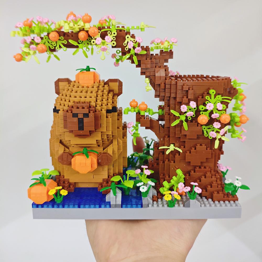 Модель подставки для ручек капибары, микро-мини строительные блоки - Идеально для любителей DIY, образовательная и декоративная игрушка для столов