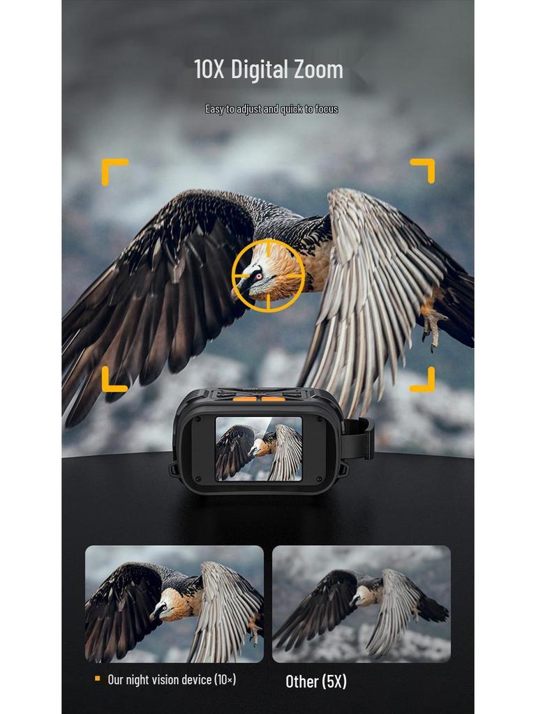 Бинокль ночного видения 4K Ultra-HD с инфракрасным излучением и большим экраном для использования на открытом воздухе