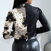 Large Size Single Breasted Temperament Leopard Lapel Blouse