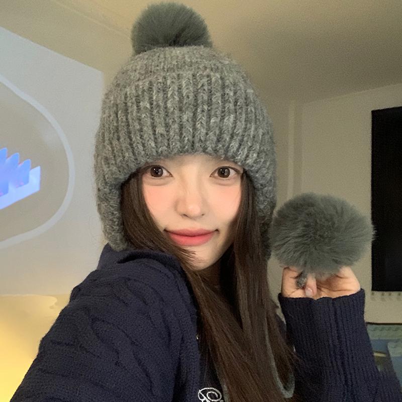 Women'S Knitted Hat Autumn And Winter Warm Earmuffs Korean Style Hat