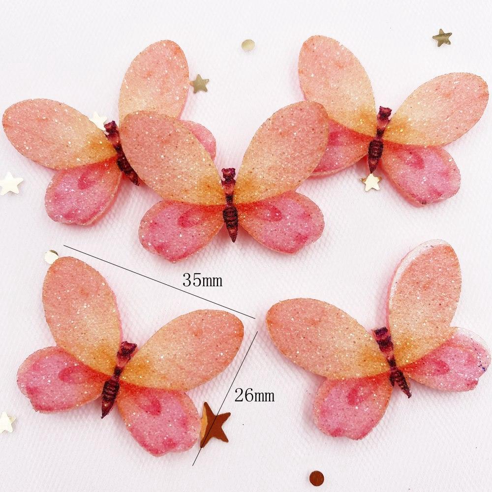 10 шт. фетровая ткань с блестками и блестками, красочная аппликация в виде бабочки, шитье