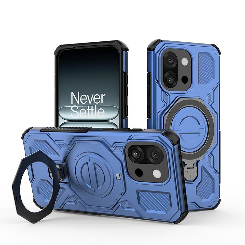 KEYSION Противоударный магнитный чехол для OnePlus 13S 5G Силикон+ПК Вертикальная живая металлическая кольцевая подставка Задняя крышка для телефона для OnePlus 1+13T