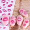 3D Sexy Lips Stickers Leopard Print Love Heart Letter Pink Rose Red Lips Valentines Manicure DIY Romantic Nail Decoration