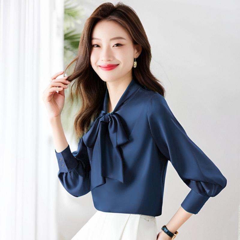 Осенняя шифоновая белая рубашка с бантом для женщин, новая модная рубашка, профессиональный роскошный топ