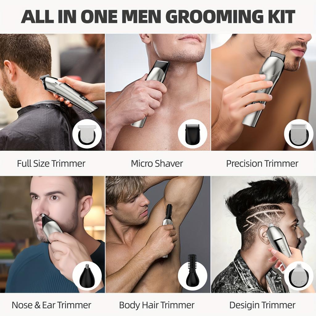 Electric Barber And Beard Trimmer For Men - 11 In 1 Men's Grooming Kit With Hair Clippers, Electric Razor, Shavers For Mustache, Face Gifts For Men