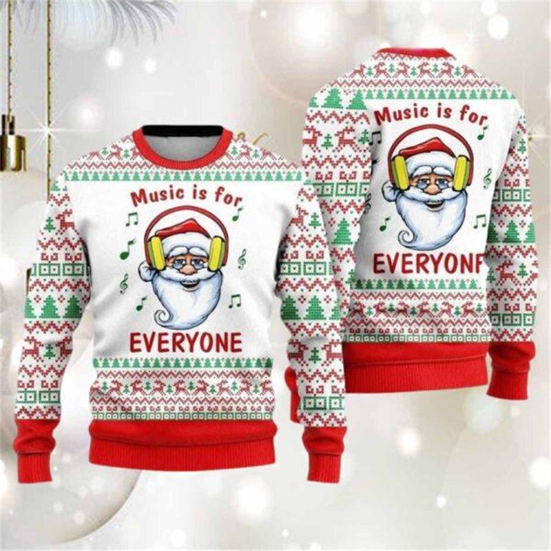 Funny Santa Claus Long Sleeved T-shirt Ugly Christmas Sweater for Men Women Fashion 3D Print Clothes Casual Unisex Tee Clothing