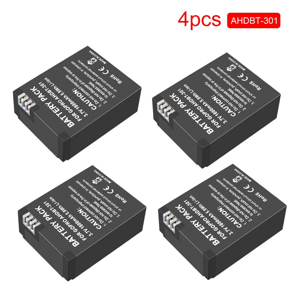 Литий-ионный аккумулятор AHDBT-301 3,7 В, 1600 мАч для GoPro Hero3 Gopro Hero 3/3+, оригинальный аккумулятор для камеры AHDBT 301 AHDBT 301 + зарядное устройство