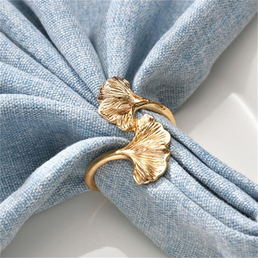 1Pc Gold/Sliver Leaf Napkin Rings Fall Metal Napkin Holder for Christmas Thanksgiving Festival Wedding Dinnig Table Decoration