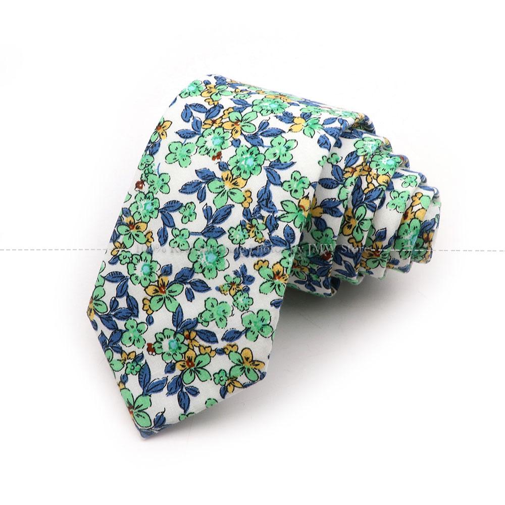 Новый шик, галстук с цветочным принтом, галстук из 100% хлопка, для мужчин, светлый цвет, повседневный узкий галстук, свадебная вечеринка
