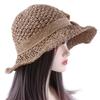 Casual Unique Anti-UV Sun Hat Matching Solid Color Bow Bucket Hats Shading Hat Korean Style Cap Seaside Straw Hat Women Sun Hat