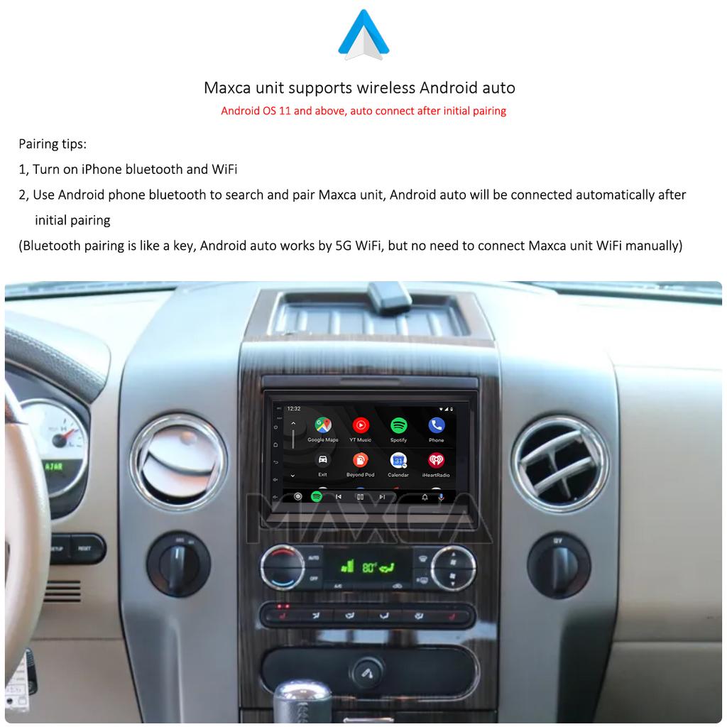 MAXCA 2 din Stereo For Ford F150 F250 F350 Escape Explorer Edge E150 Wireless Carplay Android auto Radio Multimedia Player