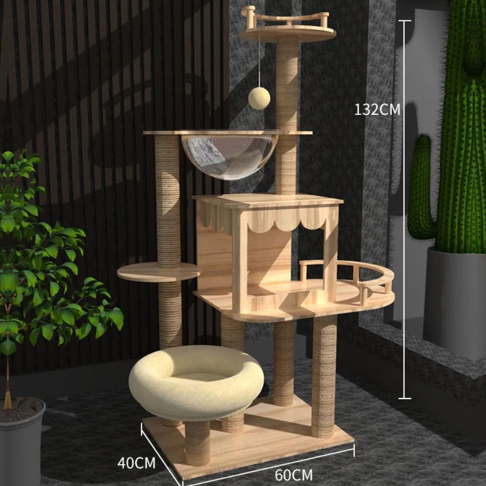 Multi-level Cat Tree with Cat's Nest Cat Scratch Board Stable Space Capsule Wear Resistant Cat Tower Kitty Play Cat Tree House