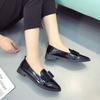 Little Leather Shoes for Women, Spring 2025 New Style Butterfly Knot Lacquered Leather College Style Student Casual Shoes