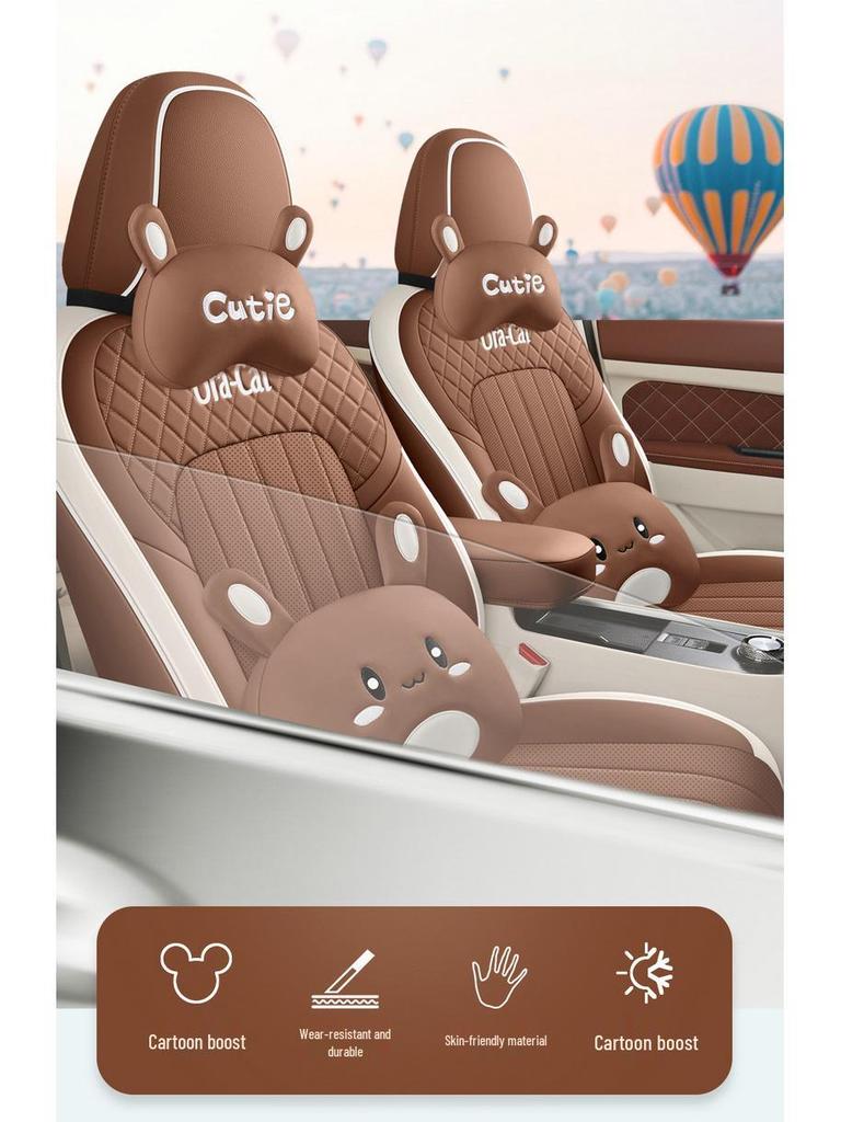 2022 ORA Good Cat Cartoon Car Seat Cover: Full Coverage, One-Piece Design