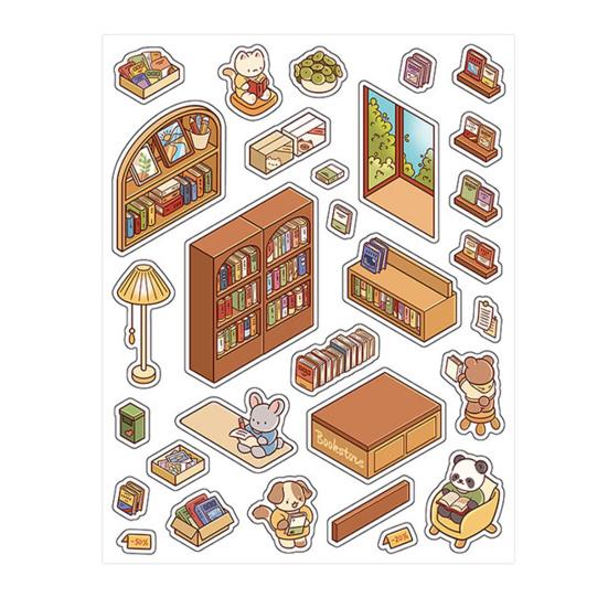 Наклейки для ландшафтного дизайна своими руками 3D Flower Room Cat Cafe Brown Bakery Library Themes Landscape design Sticker Устойчивые к разрывам поверхностные наклейки