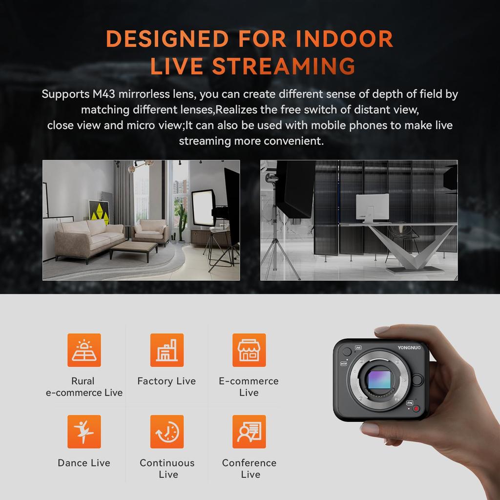 YONGNUO YN433 HD Live Format USB камера для видеоконференций со сменным объективом беззеркальная камера Micro Four Thirds с Live 4K для Panasonic LUMIX