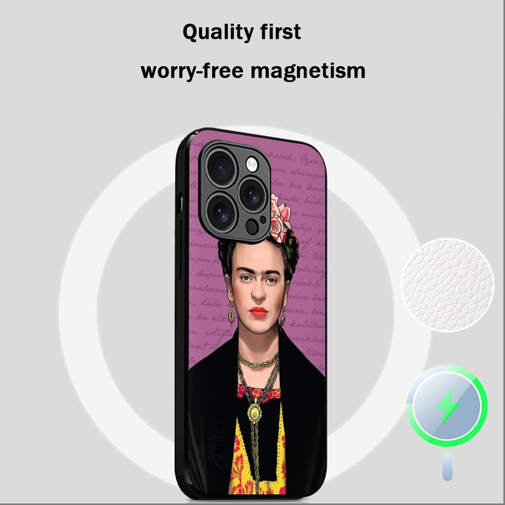 Painting F-ridaS Kahlo-s art pattern Phone Case For iPhone 17 16 15 14 13 12 Plus Pro Max  High-end Luxury Magsafe Sheepskin