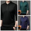 Новая футболка с застежкой-молнией, рубашка поло, мужская мода, отложной воротник, длинный рукав, деловая мужская одежда