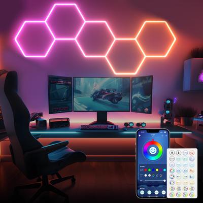 Игровой свет - Умное настенное освещение, RGB шестиугольный свет, Светодиодная панель, Настенный светильник, Умный свет, Игровое освещение, Диммируемый, Регулируемый цвет, Сделай сам