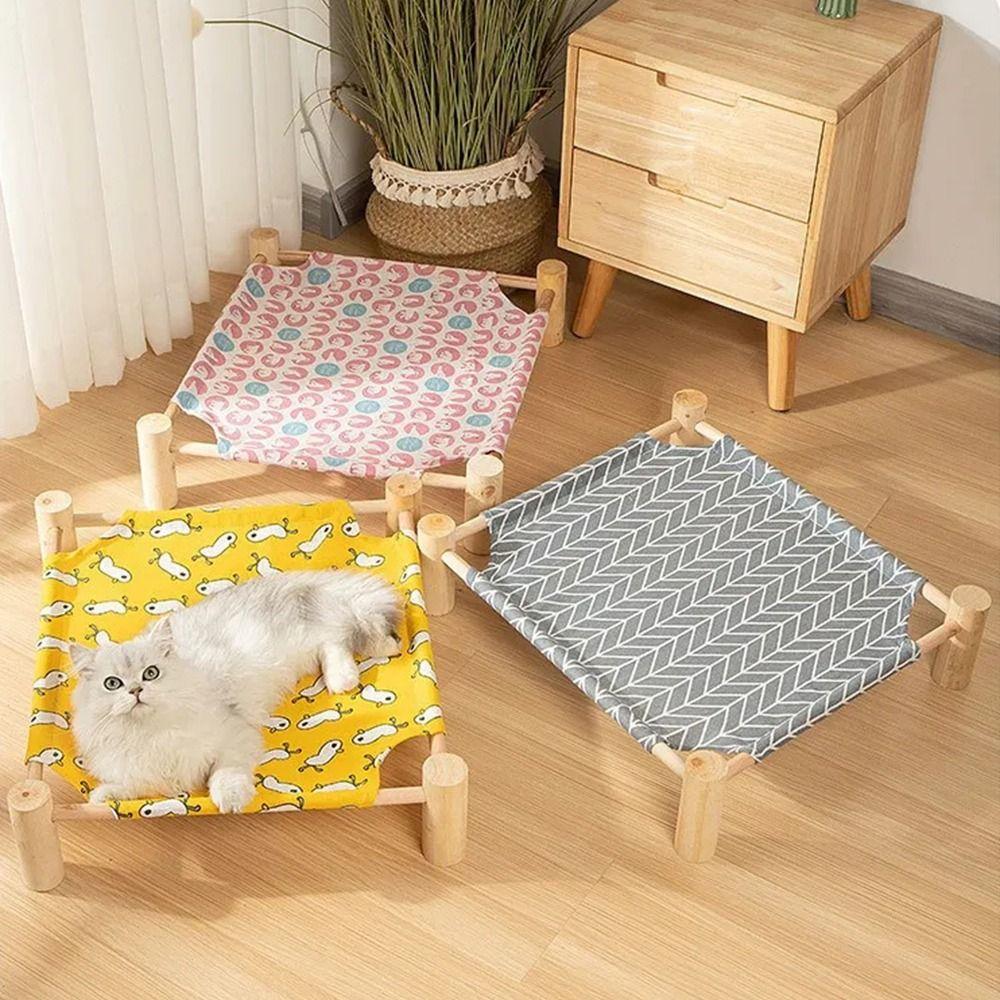 Wood Kitten Sleeping Bed Detachable Cat Bed Practical Pet Camp Bed Living Space