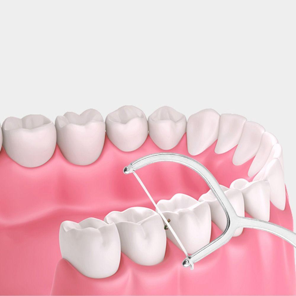 Портативные зубочистки из нержавеющей стали, многоразовая зубная нить, очиститель для зубов с ручкой, зубная нить