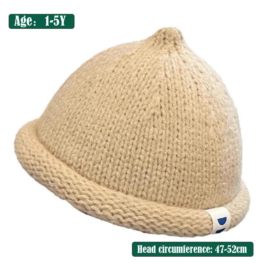 Knitted Autumn Winter Children's Cap Warm Brimless Hat Casual Melon Cap for 1-5Y Baby