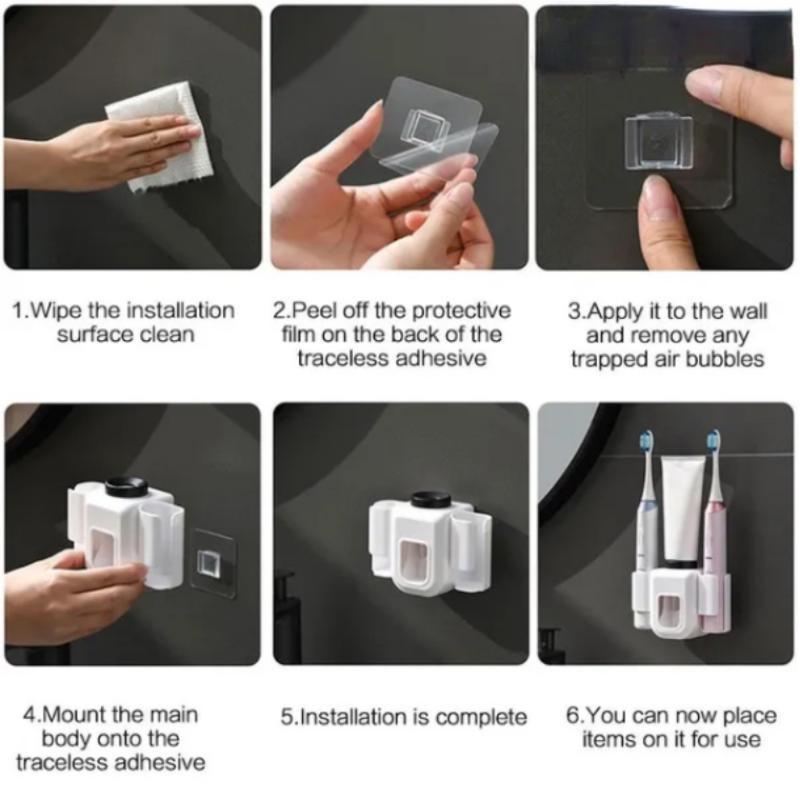 1 шт., держатель для электрической зубной щетки, настенный органайзер с двойным отверстием, органайзер для зубной щетки, подставка для зубной щетки с соковыжималкой для зубной пасты, аксессуары для ванной комнаты