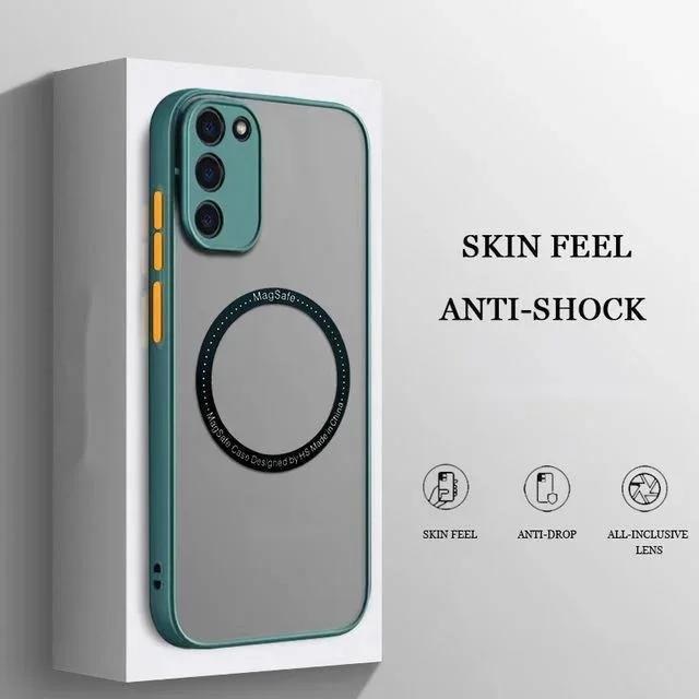 Матовый чехол для Samsung Galaxy S24 S23 S22 Ultra Plus S21 S20 FE для Magsafe, магнитный зарядный бампер, защитная крышка для камеры, принципиально