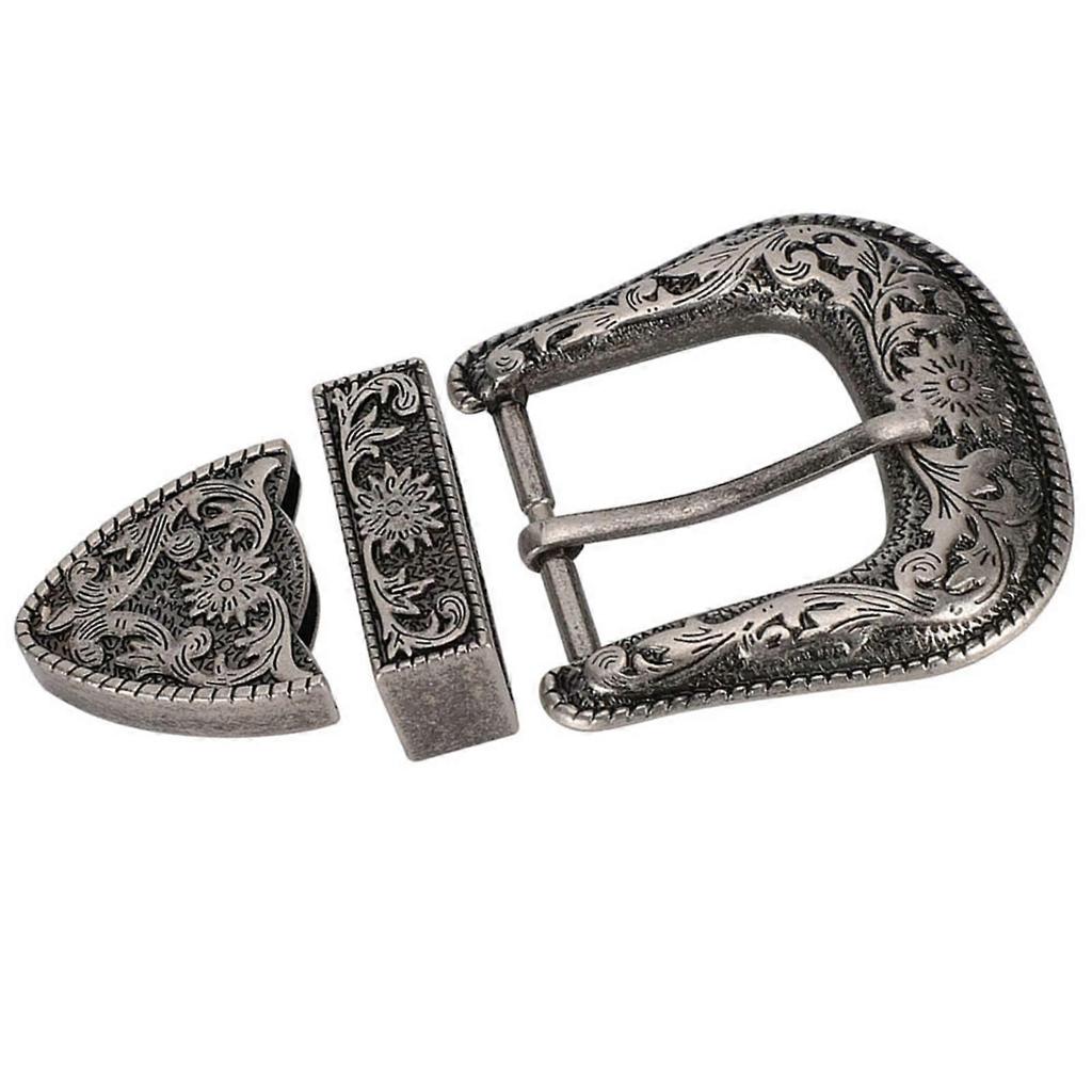 Vintage Style Handmade Carving Alloy Waist Belt Buckle Set for Collar Saddle Accessories40mm Inner Diamter