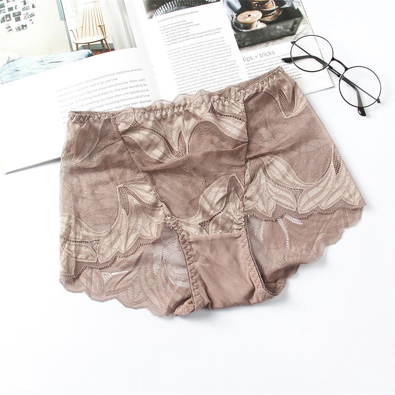 14 Color Women Ultra-thin Lace Panties Mid Waist Breathable Sexy Lingerie Europe Plus Size Briefs Abdomen Hip Lift Knickers