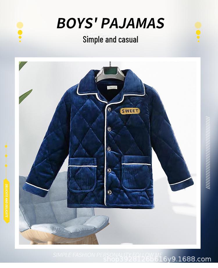 Очень плотная зимняя фланелевая пижама для мальчиков - теплая цельная для детей среднего и большого размера