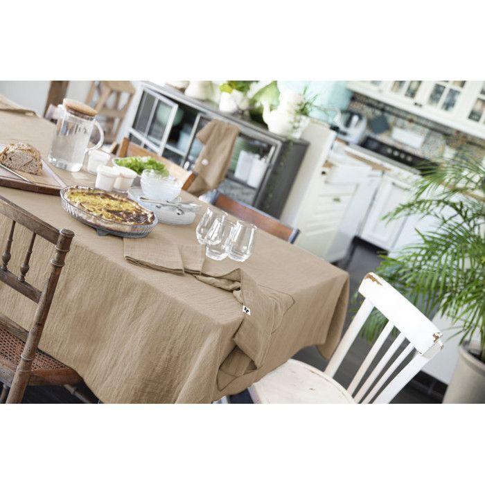 Nappe de table "Gaïa" 150 x 350 cm "Gaze de Coton" - 150x360 - Ficelle