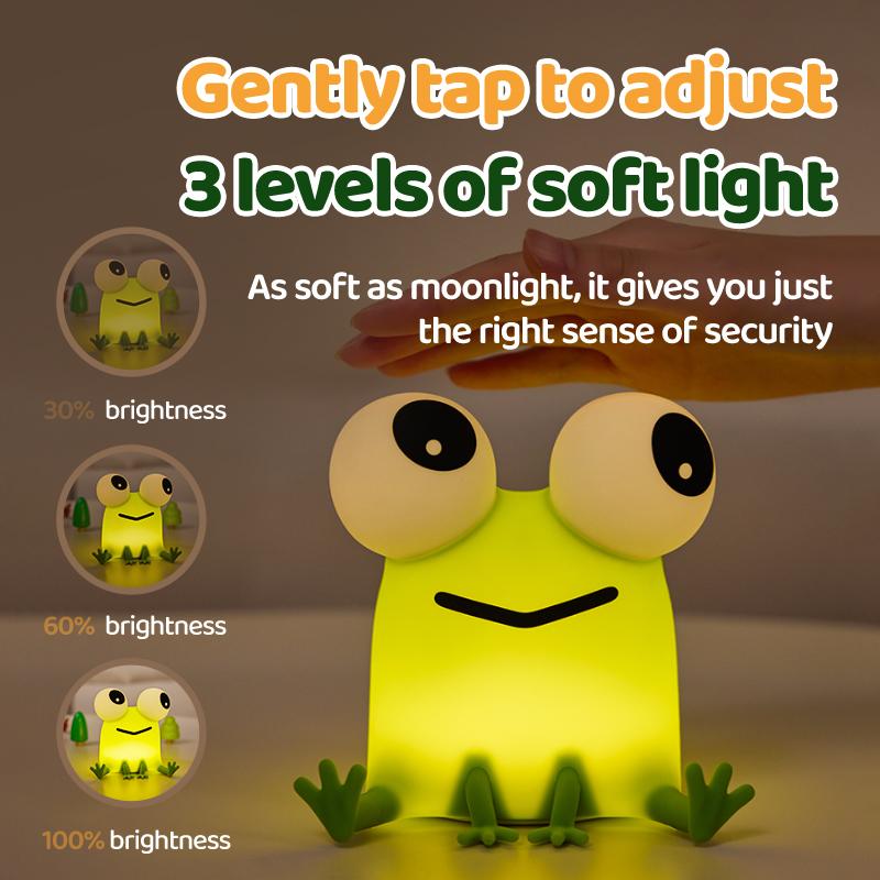 Cute Animal Silicone Night Light Fox Frog Nursery Sleeping Lamp Rechargable Duck Touch Sensor Beside Lamp For Bedroom Decor